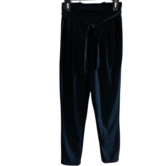 NWOT Bagatelle Tie Front Elastic High Waist Relaxed Fit Black Pants Size XS - Picture 10 of 11